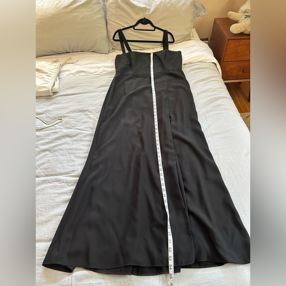 After Six Spaghetti Strap Crepe Trumpet Bridesmaid or Prom Dress in Black - Picture 6 of 6